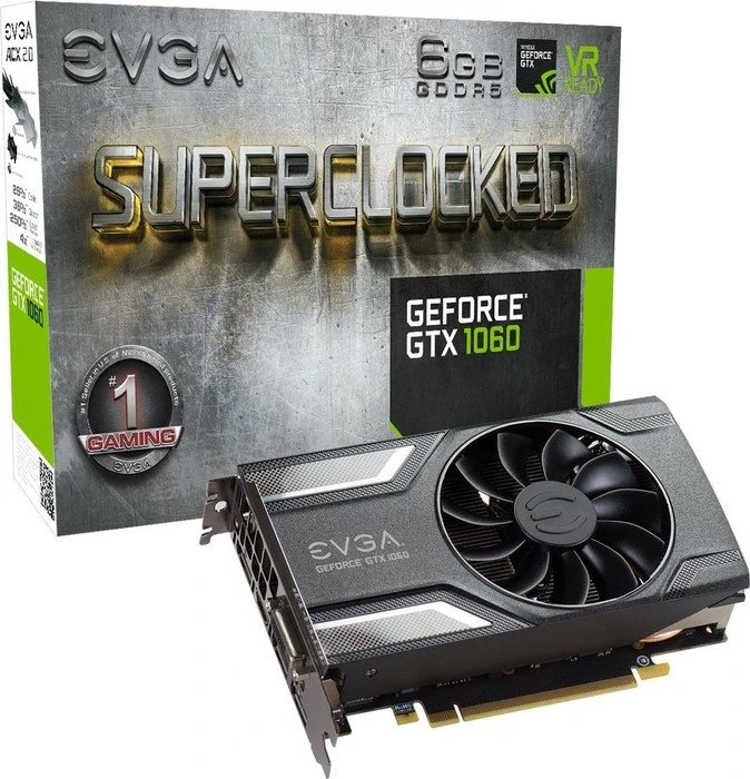 EVGA GeForce GTX 1060 SC Gaming, 6GB GDDR5, DVI, HDMI, 3x DP
