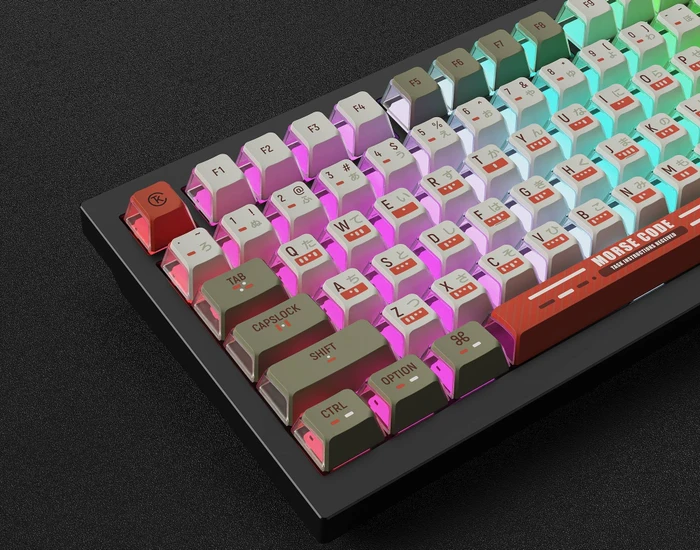 Keychron OEM Dye-Sub Full Set Keycap-Set Morse Code, Kunststoff (PBT), Morse Code, weiß/grün/rot, 137 Tasten, ANSI-US