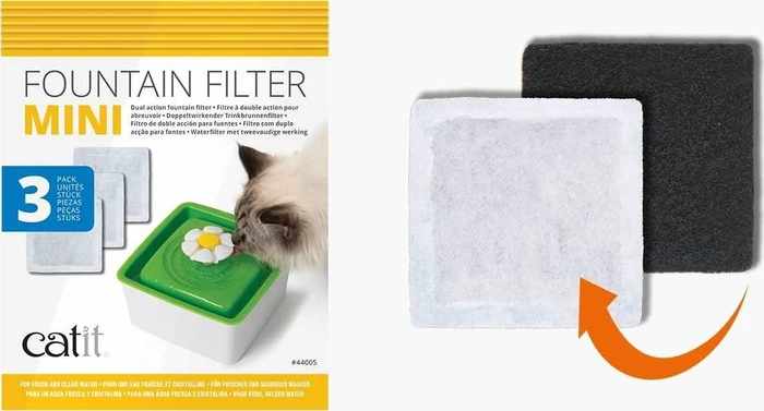 Catit doppelt wirkender mini Ersatzfilter für Trinkbrunnen mit Blume, 1.5l