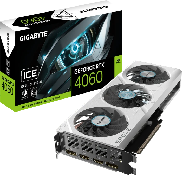 GIGABYTE GeForce RTX 4060 Eagle OC ICE 8G, 8GB GDDR6, 2x HDMI, 2x DP