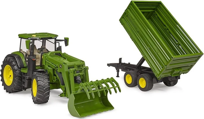 Bruder Profi-Serie John Deere 7R 350 mit Frontlader und Tandemachstransportanhänger