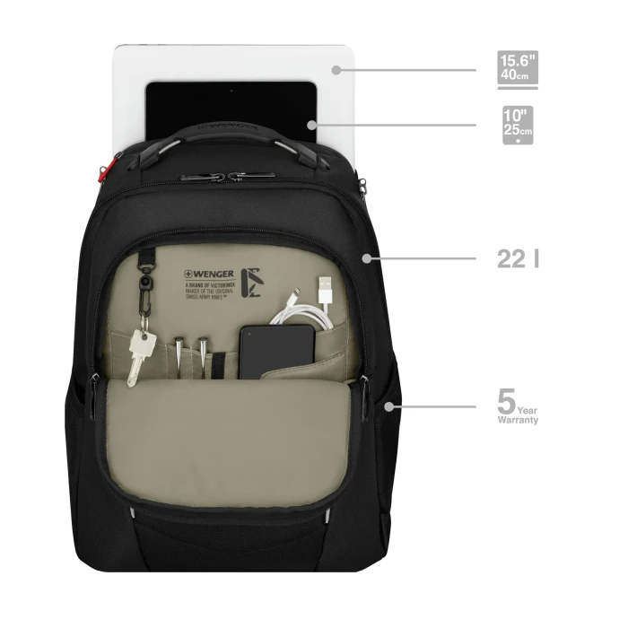 Wenger Altair 15.6" Laptop-Rucksack, schwarz