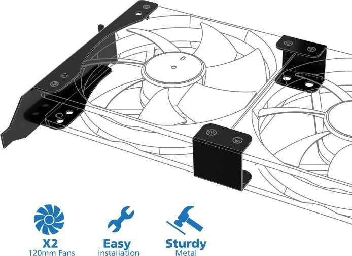 Akasa Lüfter-Montagehalterung für PCI-Slot für 1x/2x 120mm Lüfter