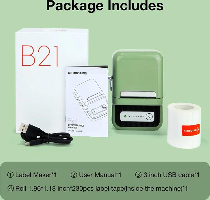 Niimbot B21 Wireless Label Printer, grün