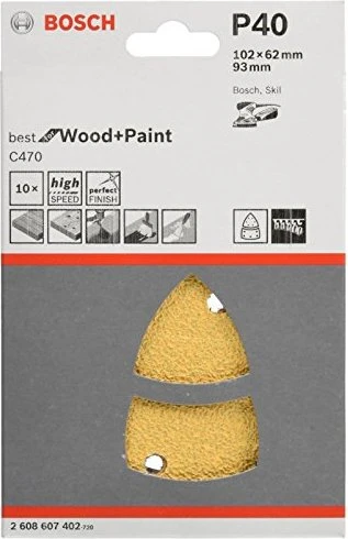 Bosch Professional C470 Best for Wood and Paint Schleifblatt K40, 102x155mm, 10 Stück