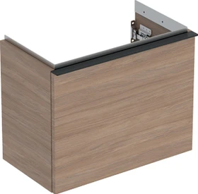 Geberit iCon Unterschrank für Handwaschbecken mit einer Schublade 52cm, Korpus und Front: Eiche/Melamin Holzstruktur, Griff: lava/pulverbeschichtet matt