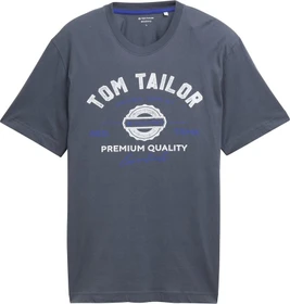 Tom Tailor Logo-Print T-Shirt kurzarm blueish grey (Herren)