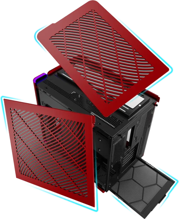 Montech King 95 Pro Vibrant Red, rot, Glasfenster