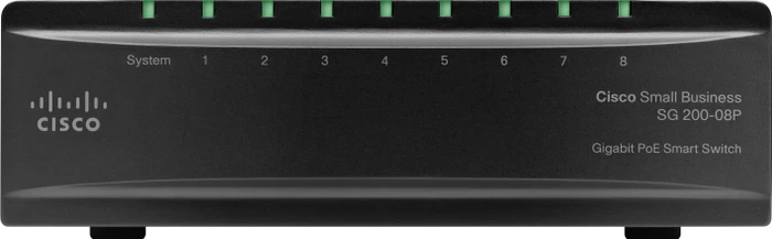 Cisco SG200 Desktop Gigabit Smart Switch, 8x RJ-45, 32W PoE