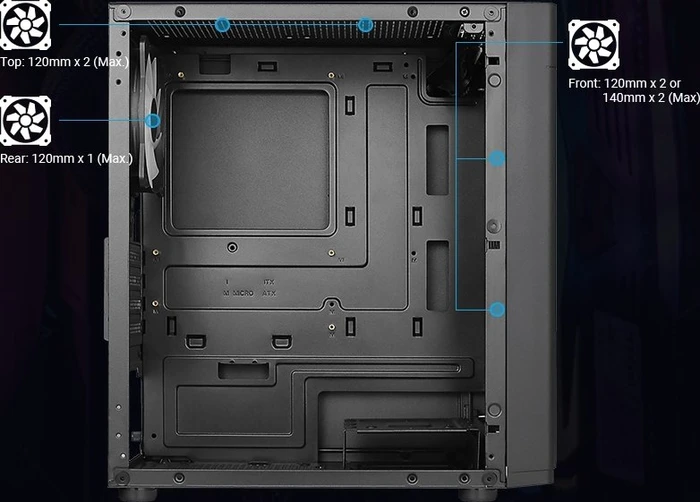 AeroCool Hexform, inkl. 3x Lüfter, Lüfter LED RGB, Glasfenster