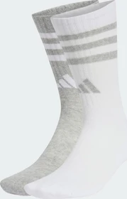 adidas Cushioned Sportswear 3-Streifen Glam Crew Socken white/mgh solid grey, 2 Paare