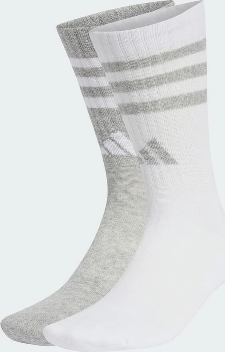 adidas Cushioned Sportswear 3-Streifen Glam Crew Socken white/mgh solid grey, 2 Paare