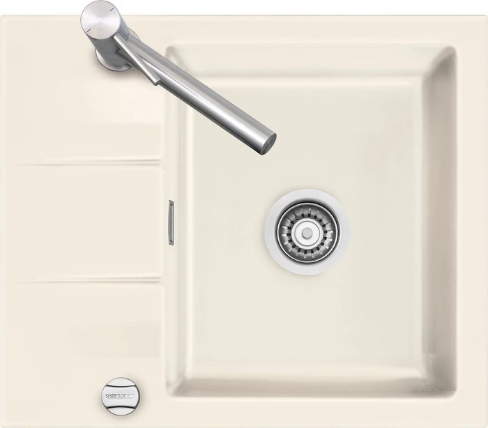 systemceram Genea 60 Einbau Becken reversibel mit Ablauffernbedienung magnolie