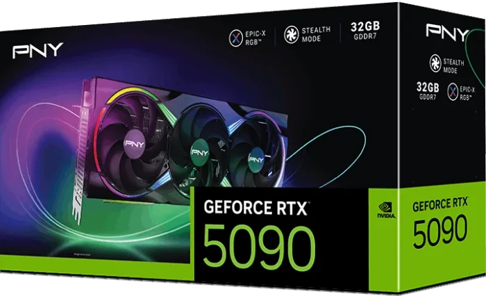 PNY GeForce RTX 5090 ARGB Epic-X RGB Triple Fan, 32GB GDDR7, HDMI, 3x DP