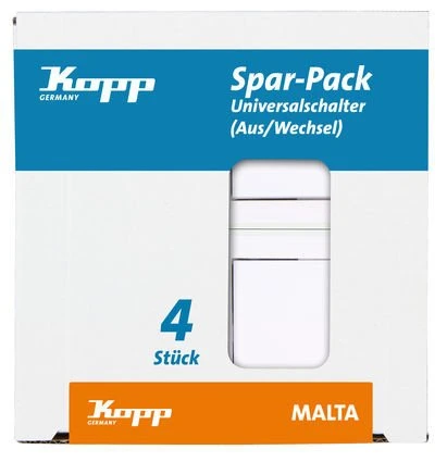 Kopp Malta Profi-Pack: 4 Universalschalter, arktisweiß