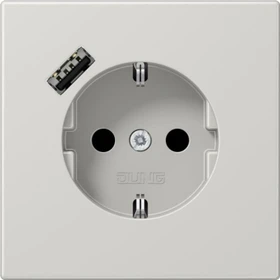 Jung SCHUKO-Steckdose mit USB-Ladegerät Safety+, lichtgrau