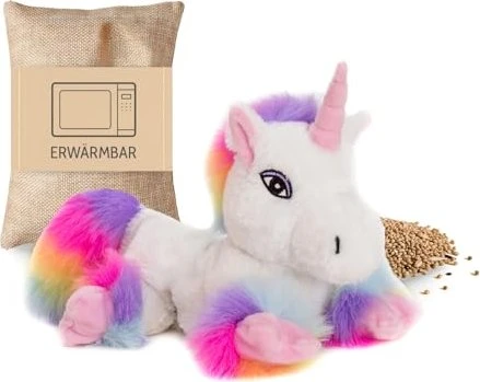 Habibi Family Premium Einhorn White Rainbow mit Klettverschluss Wärmetier
