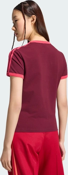 adidas 3-Streifen Slim T-Shirt kurzarm maroon/power pink (Damen)