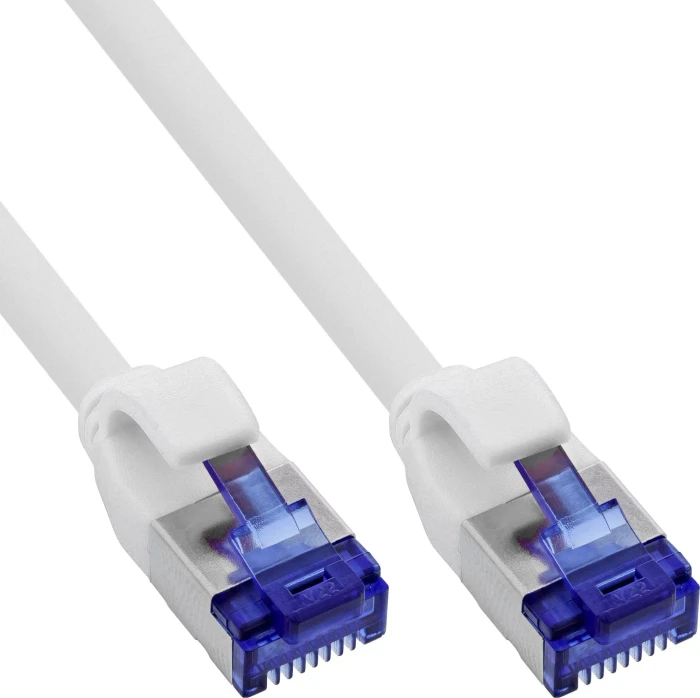 InLine Patchkabel Slim, PoE 87W, TPE (LSZH) flexibel, Cat6a, S/FTP, RJ-45/RJ-45, 1m, weiß
