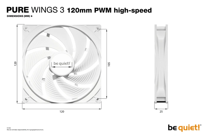 be quiet! Pure Wings 3 PWM High-Speed White, 120mm