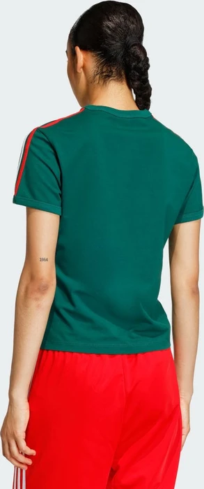 adidas 3-Streifen Slim T-Shirt kurzarm team dark green/bold green/white/better scarlet (Damen)