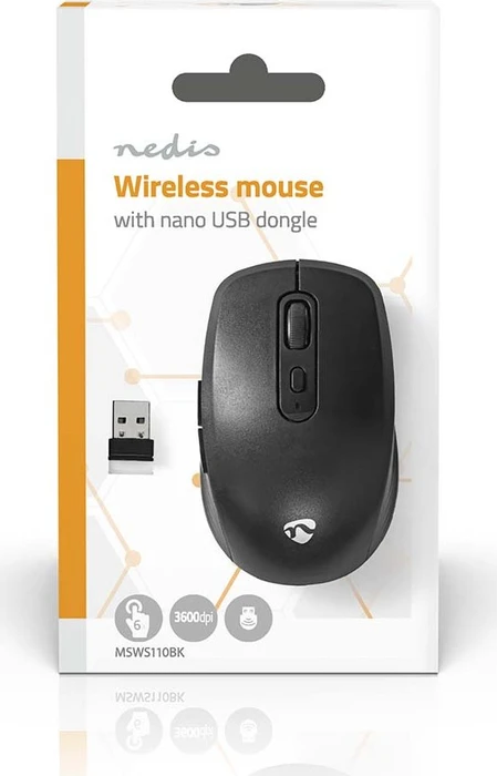 Nedis Wireless Mouse, schwarz, USB