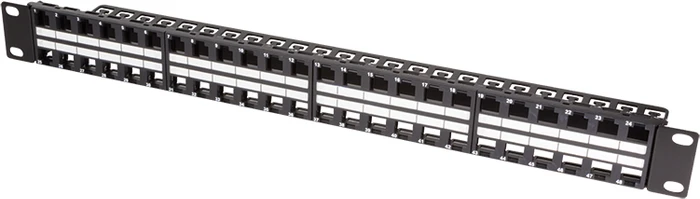 LogiLink Patchpanel für RJ-45 Keystone Module 19" , ungeschirmt, 48-Port, 1HE, 19", 1HE, schwarz