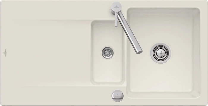 Villeroy & Boch Siluet 60 R Einbau Becken reversibel mit Ablauffernbedienung crema