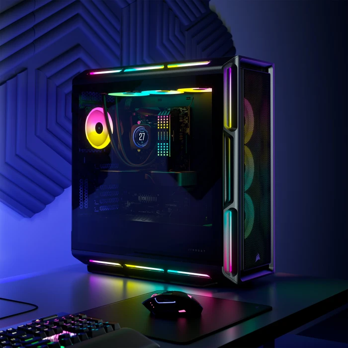 Corsair iCue 5000T RGB TG, schwarz, Glasfenster