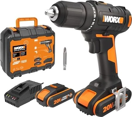 Worx 20V PowerShare Akku-Bohrschrauber inkl. Koffer + 2 Akkus 2.0Ah