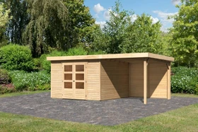 Karibu Askola 6 Gartenhaus inkl. Anbau + Rückwand 2.4m natur