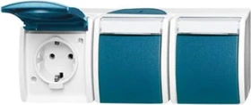 Busch-Jaeger Ocean SCHUKO Steckdose 3-fach, grau/blaugrün