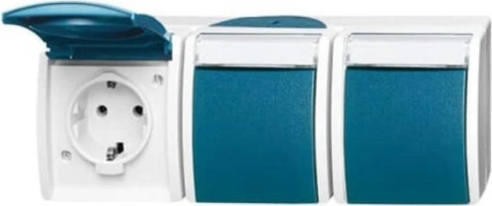 Busch-Jaeger Ocean SCHUKO Steckdose 3-fach, grau/blaugrün