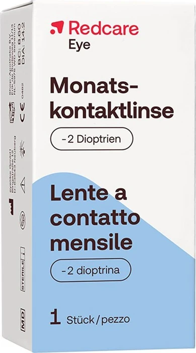 Redcare Monatskontaktlinse, -2.00 Dioptrien, 1 Stück