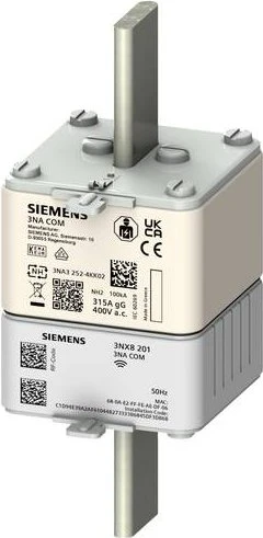 Siemens NH-Sicherungseinsatz 3NA COM mit Messfunktion mit drahtloser Kommunikation Baugroesse 2 160A Un 400V Betriebsklasse gG ohne Elektronikmodul spannungsführende Grifflaschen Stirnkennmelder
