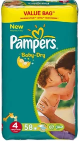 Pampers Baby-Dry Gr.4 Einwegwindel, 7-18kg, 52 Stück