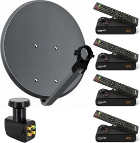 PremiumX Satelliten-Komplettanlage 80cm anthrazit 4 Teilnehmer