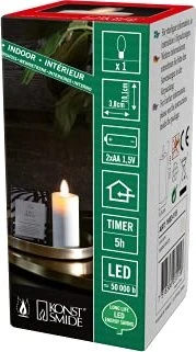 Konstsmide Echtwachskerze 10.1cm cremeweiß LED 1x warmweiß, 1 Stück