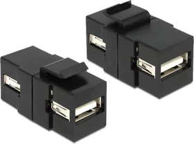 DeLOCK Keystone Modul USB-A 2.0 Buchse via USB-A 2.0 Buchse, schwarz (86367)