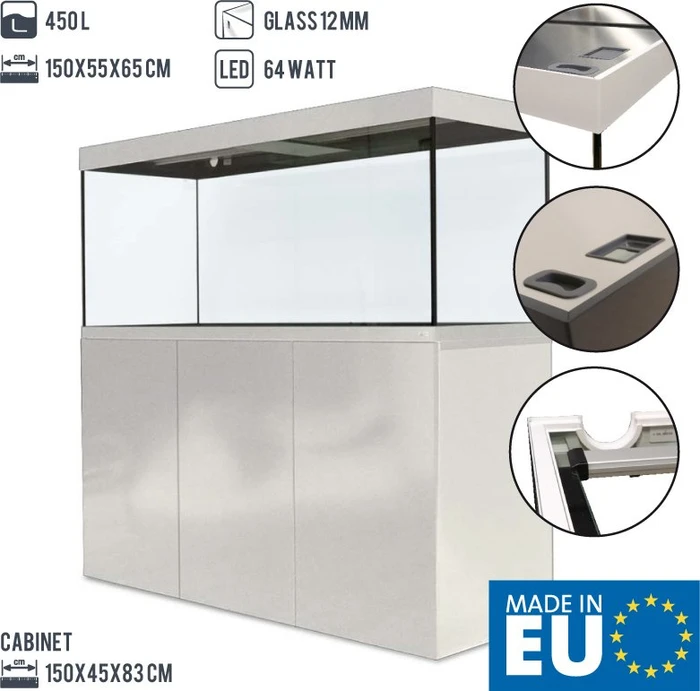 amtra Alux 450 LED Aquarium-Set mit Unterschrank, weiß, 450l