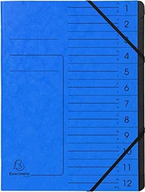 Exacompta Ordnungsmappe mit Gummizug, 12 Fächer, A4, blau