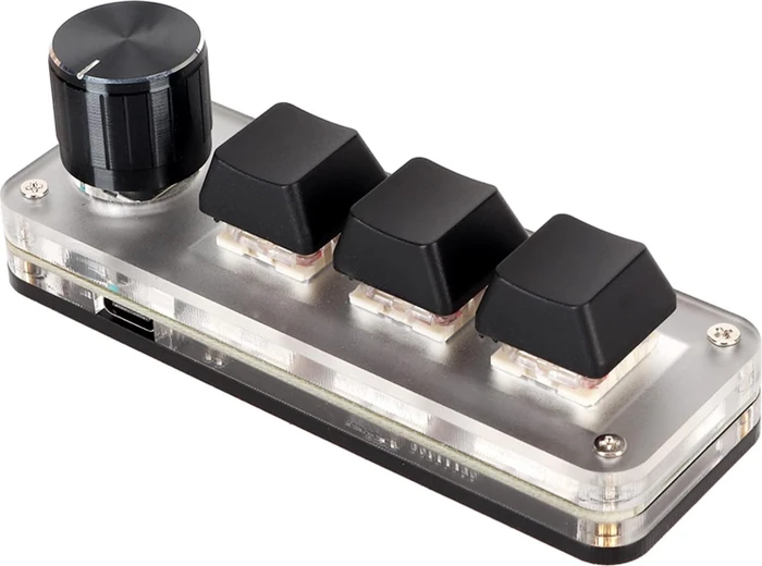 3-Key 1x Knob Mechanical Macro Keypad, USB-A