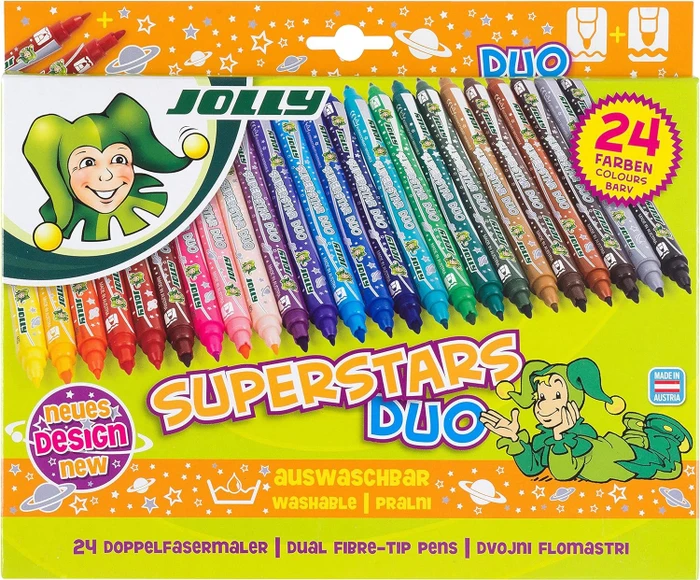 Jolly Superstars Duo Doppelfasermaler sortiert, 24er-Set, Etui