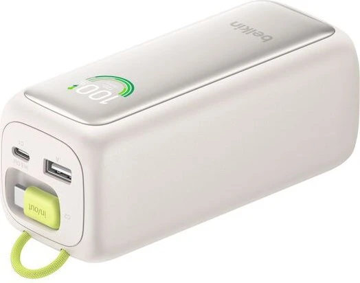 Belkin UltraCharge Powerbank 22K mit einziehbarem Kabel beige/gelb