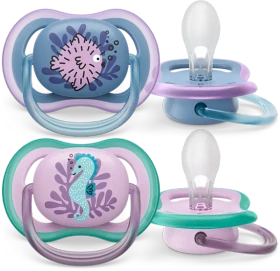 Philips Avent SCF085/61 Ultra Air Beruhigungsschnuller, 6-18M, Silikon, kugelfisch/seepferdchen, 2 Stück