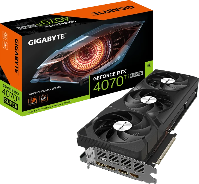GIGABYTE GeForce RTX 4070 Ti SUPER Windforce Max OC 16G, 16GB GDDR6X, HDMI, 3x DP