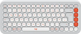 Logitech POP Icon Keys, Off-White & Orange, Logi Bolt, USB/Bluetooth, DE (920-013060)