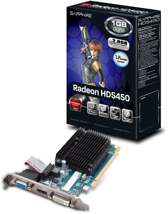 Sapphire Radeon HD 5450 168mm, 1GB DDR3, VGA, DVI, HDMI, lite retail