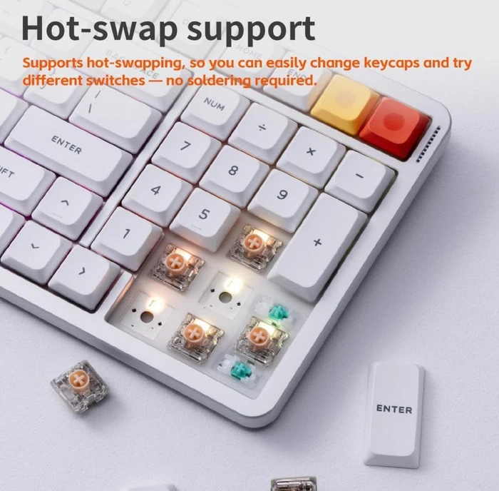 NuPhy Air100 V3 Mac/PC, Nova White, weiß/silber, hot-swap, Low-Profile Blush nano, USB/Bluetooth, DE