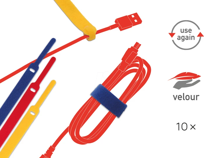 LABEL THE CABLE LTC Basic Straps Kabelbinder, farbig sortiert, 10er-Pack